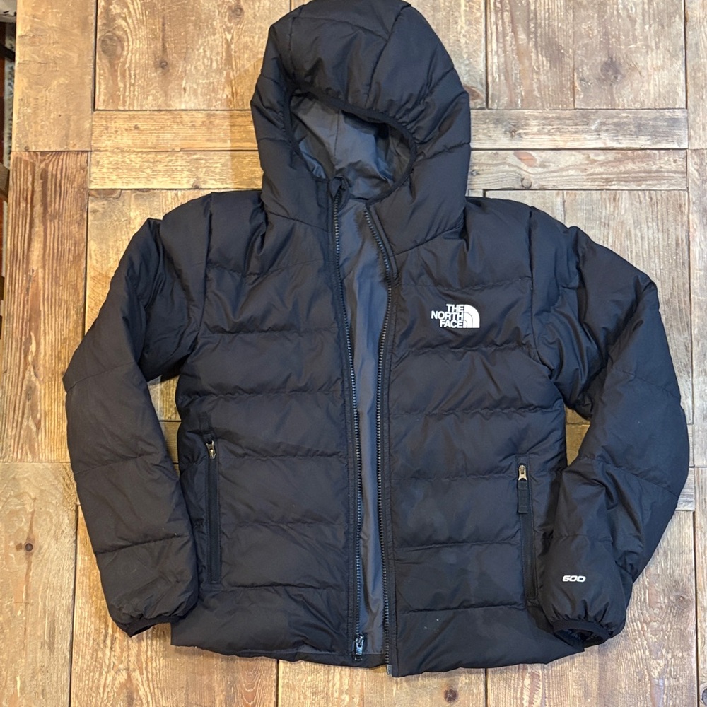 The North Face Black Kids' Hooded Puffer Jacket - kids size 12 (large)